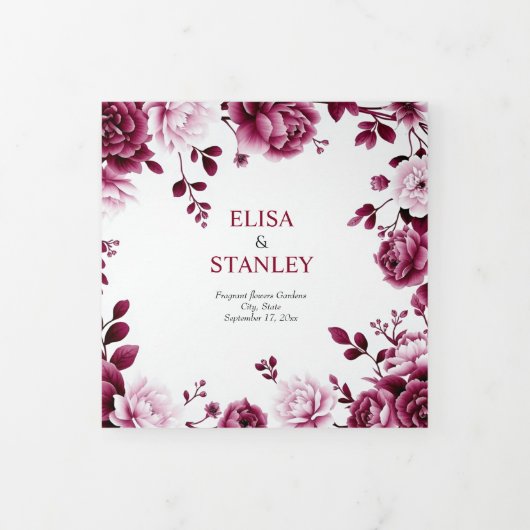 Bourgogne fleurie Chinoiserie programme de mariage (Protection)