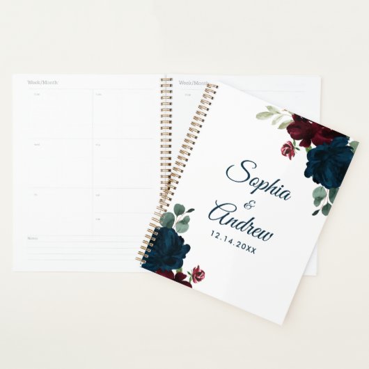 Bourgogne & Fleurs de marine Mariage de bois rusti (Devant avec enveloppe)