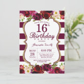 Bourgogne Floral 16e anniversaire Invitation de fê (Debout devant)