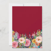 Bourgogne Floral 50e Anniversaire Invitation Or (Dos)