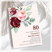 Bourgogne Floral 80e anniversaire Invitation
