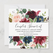 Bourgogne Floral Aquarelle Couples Invitation de d (Devant)