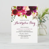 Bourgogne Floral Australie Fête Invitation (Debout devant)