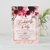 Bourgogne Floral Bachelorette Party Invitation (Debout devant)