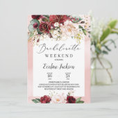 Bourgogne Floral Bachelorette Week-end Invitation (Debout devant)