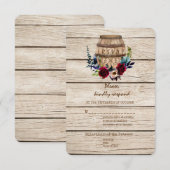 Bourgogne Floral Barrel Mariage de automne RSVP (Devant / Derrière)