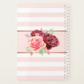 Bourgogne Floral Blush Pink Stripes Monogramme (Dos)