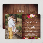 Bourgogne Floral Bois de Grange Save the Date Phot (Devant / Derrière)