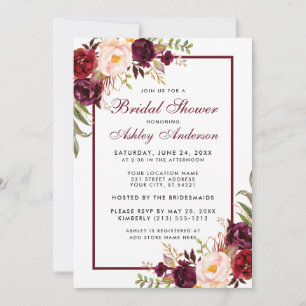 Bourgogne Floral Bridal Show Invitation