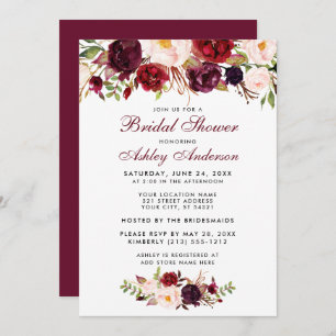 Bourgogne Floral Bridal Show Invitation BB