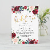 Bourgogne Floral Bridal Tea Invitation (Debout devant)