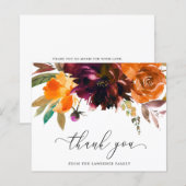 Bourgogne Floral Carte de remerciements budgétaire (Devant / Derrière)