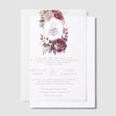 Bourgogne Floral Crest Muslim Wedding Vellum Uitnodigingen (Offset)