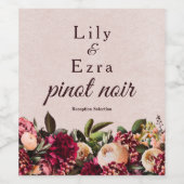 Bourgogne Floral Custom Wedding Wijn Etiket (Enkel label)
