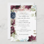 Bourgogne Floral Elegant Blush Herfst Foliage Brui Kaart (Voorkant)