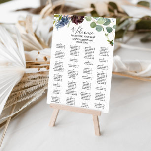 Bourgogne Floral en Greenery Alfabetical Seating Poster