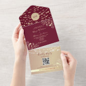 Bourgogne Floral Fall Wedding All In One Uitnodiging (Afscheurbaar)