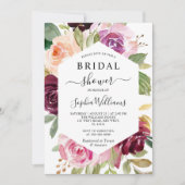 Bourgogne Floral Frame Bridal Douche Invitation (Devant)