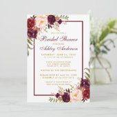 Bourgogne Floral Gold Bridal Invitation BF (Debout devant)