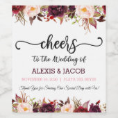 Bourgogne Floral Mariage Étiquette de bouteilles d (Étiquettes simples)