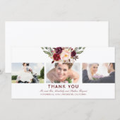 Bourgogne Floral Mariage Merci photo (Devant / Derrière)