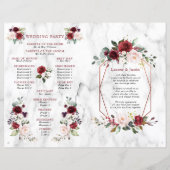 Bourgogne Floral Mariage Programme de 1/2 pages (Dos)