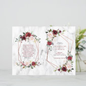 Bourgogne Floral Mariage Programme de 1/2 pages (Debout devant)