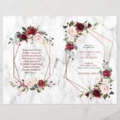 Bourgogne Floral Mariage Programme de 1/2 pages (Devant)