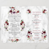 Bourgogne Floral Mariage Programme de livret 2/2 p (Devant / Derrière)