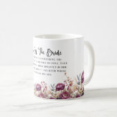 Bourgogne Floral Mère De La Mariée Mug (Devant droit)