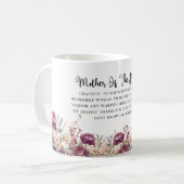 Bourgogne Floral Mère De La Mariée Mug (Devant gauche)