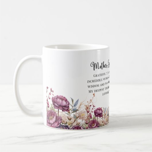 Bourgogne Floral Mère De La Mariée Mug (Gauche)