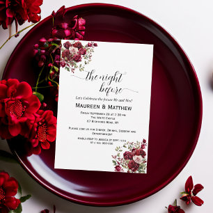 Bourgogne Floral Modern 'De nacht voor' bruiloft Kaart