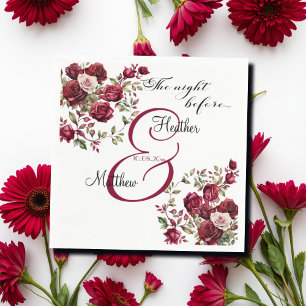 Bourgogne Floral Modern 'De nacht voor' bruiloft Servet