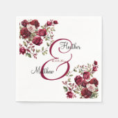 Bourgogne Floral Modern Script Wedding Servet (Voorkant)