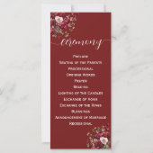 Bourgogne Floral Moderne Mariage programme de céré (Dos)