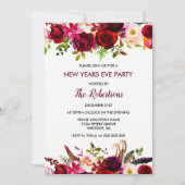 Bourgogne Floral Nouvel An Invitation de la Soirée (Devant)