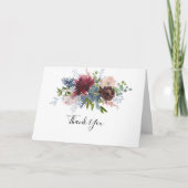 Bourgogne Floral plié Carte de remerciements Maria (Devant)