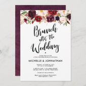 Bourgogne Floral Post Mariage Brunch Invitation (Devant / Derrière)