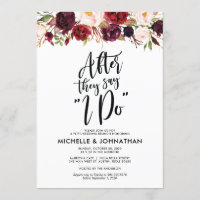 Bourgogne Floral Post Mariage Brunch Invitation