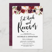 Bourgogne Floral Post Mariage Brunch Invitation (Devant / Derrière)