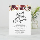 Bourgogne Floral Post Mariage Brunch Invitation (Debout devant)