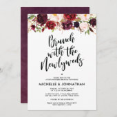 Bourgogne Floral Post Mariage Brunch Invitation (Devant / Derrière)