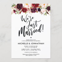 Bourgogne Floral Post Mariage Brunch Invitation