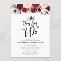 Bourgogne Floral Post Mariage Brunch Invitation