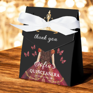 Bourgogne Floral Quinceañera Butterflies Bedankdoosjes