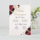 Bourgogne Floral Quinceanera invitation (Debout devant)