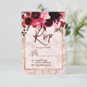 Bourgogne Floral & Rose Gold Marbled Wedding RSVP (Debout devant)
