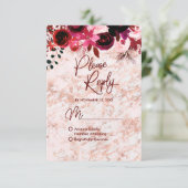 Bourgogne Floral & Rose Gold Mariage Réponse RSVP (Debout devant)