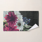 Bourgogne Floral Splash sur Noir déchiré (Serviette à main)